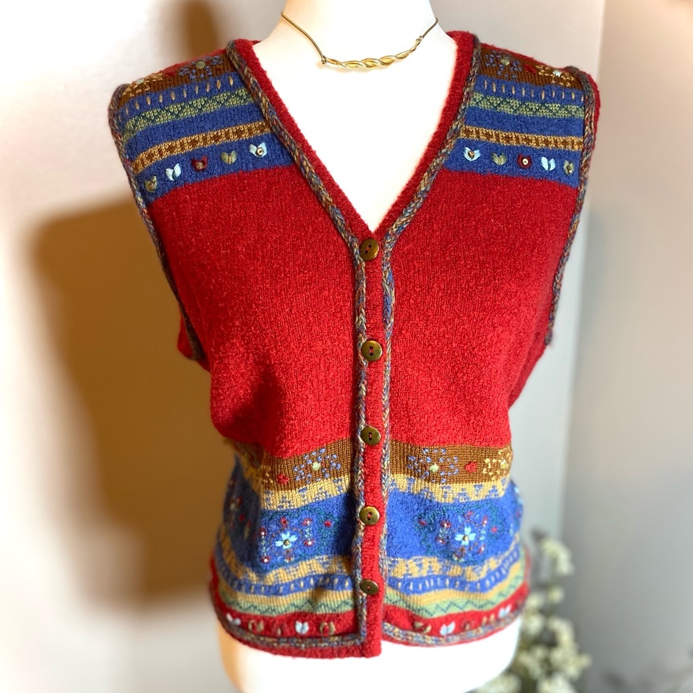 Vintage embroidered sweater vest